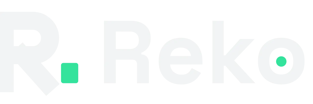 The Reko lockup — squared R with a green terminal cursor, beside the wordmark